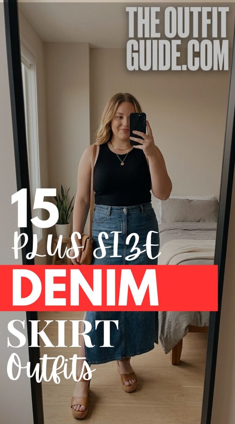 15 Plus Size Denim Skirt Outfits That Never Go Out of Style